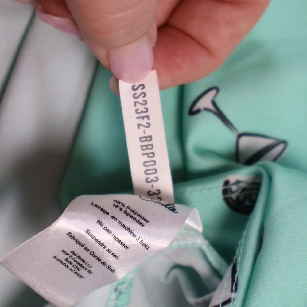 Bad Birdie Five PM Somewhere Golf Polo Mint Green Drinks Martinis Mens 2XL AOP